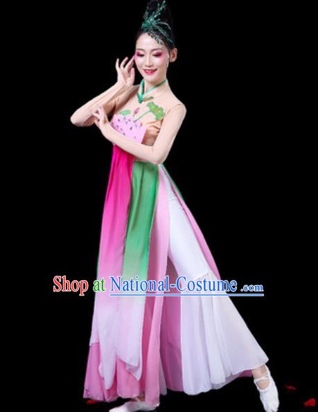 Chinese Classical Dance Costumes Traditional Umbrella Dance Lotus Dance Dress for Women