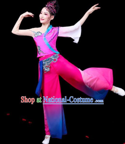 Chinese Traditional Folk Dance Yangko Dance Costumes Fan Dance Drum Dance Rosy Clothing for Women