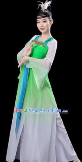 Chinese Classical Dance Umbrella Dance Green Dress Traditional Chorus Costumes for Women