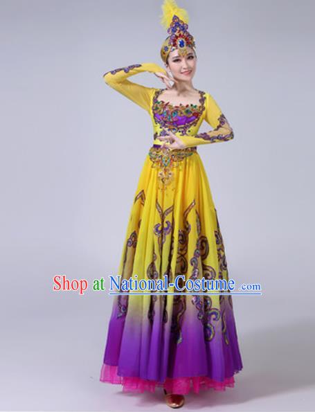 Chinese Ethnic Costumes Traditional Mongolian Nationality Folk Dance Pleated Dress for Women