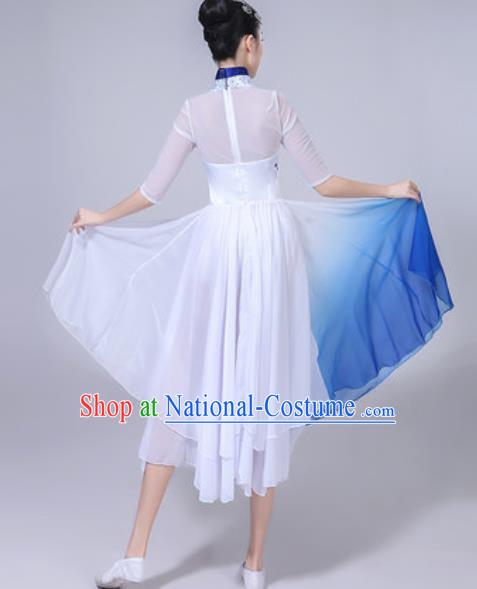 Chinese Classical Dance Chorus White Dress Traditional Umbrella Dance Fan Dance Costumes for Women