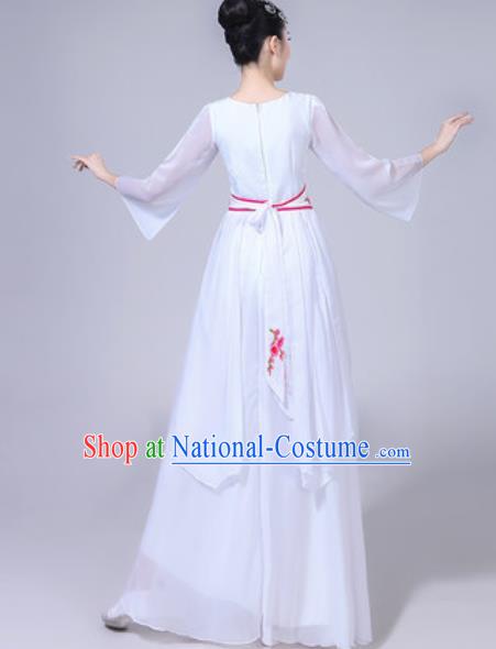 Chinese Classical Dance White Dress Traditional Chorus Umbrella Dance Fan Dance Costumes for Women