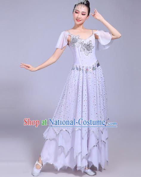 Professional Modern Dance Opening Dance White Dress Stage Show Chorus Costumes for Women