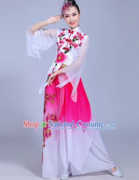 Traditional Chinese Classical Dance Costume Folk Dance Pink Dress for Women