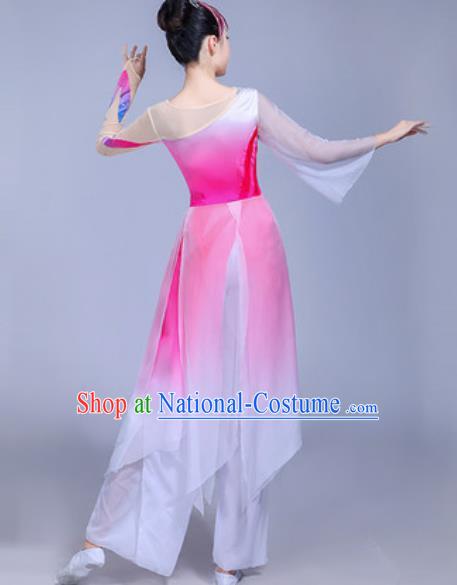 Traditional Chinese Classical Dance Costume Folk Dance Fan Dance Pink Dress for Women