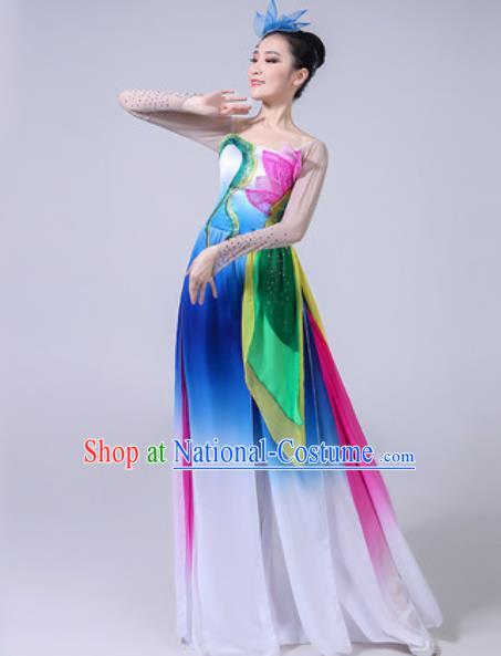 Chinese Classical Dance Costumes Traditional Chorus Group Dance Umbrella Dance Dress for Women