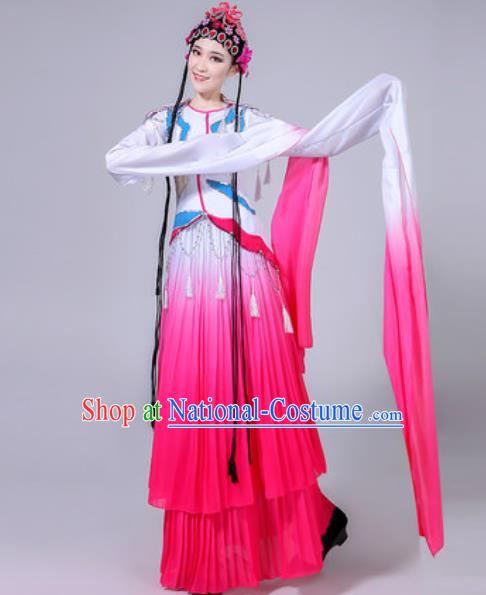 Chinese Classical Dance Water Sleeve Costumes Traditional Group Dance Umbrella Dance Pink Dress for Women