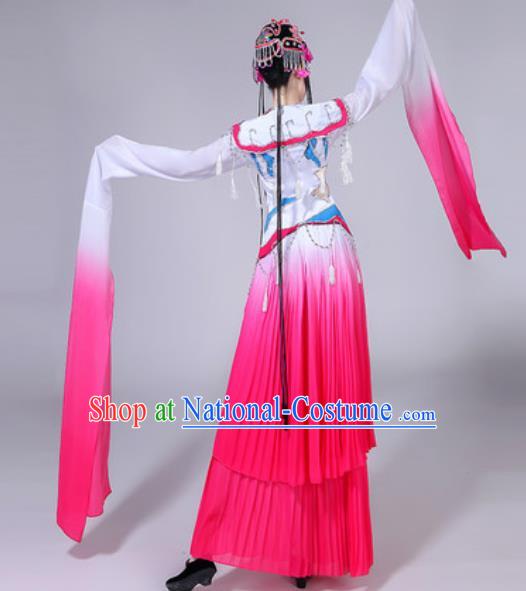 Chinese Classical Dance Water Sleeve Costumes Traditional Group Dance Umbrella Dance Pink Dress for Women