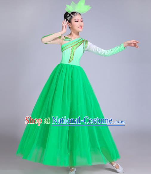 Professional Modern Dance Opening Dance Green Dress Stage Show Chorus Group Dance Costumes for Women