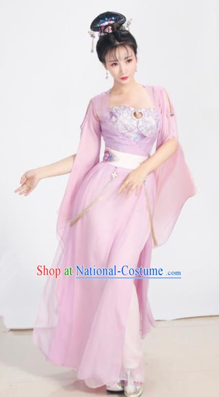 Chinese Ancient Drama Goddess Peri Pink Hanfu Dress Traditional Ming Dynasty Imperial Consort Replica Costumes for Women