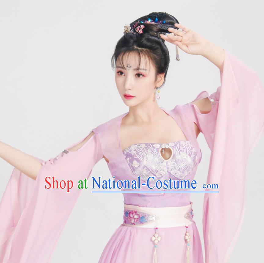 Chinese Ancient Drama Goddess Peri Pink Hanfu Dress Traditional Ming Dynasty Imperial Consort Replica Costumes for Women