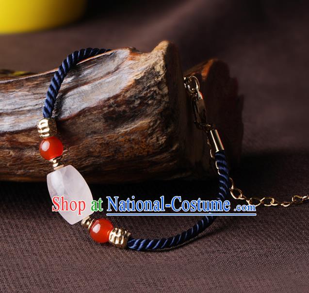 Chinese Traditional Jewelry Accessories National Hanfu Rose Chalcedony Bracelet for Women