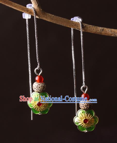 Chinese Traditional Jewelry Accessories National Hanfu Green Cloisonne Earrings for Women