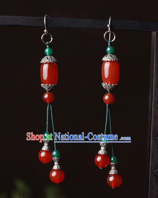 Chinese Traditional Agate Ear Jewelry Accessories National Hanfu Earrings for Women