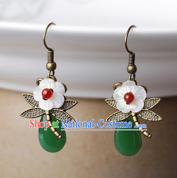 Chinese Traditional Jade Ear Jewelry Accessories National Hanfu Dragonfly Earrings for Women