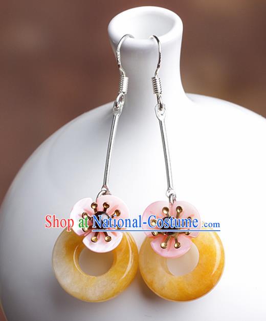 Chinese Traditional Ear Jewelry Accessories National Hanfu Classical Topaz Earrings for Women