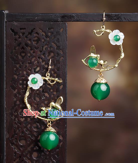 Chinese National Hanfu Classical Golden Earrings Traditional Ear Jewelry Accessories for Women