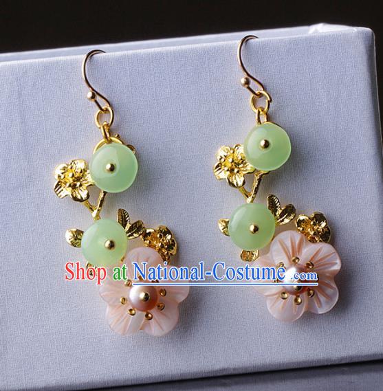 Chinese Traditional Jewelry Accessories National Hanfu Pink Shell Earrings for Women