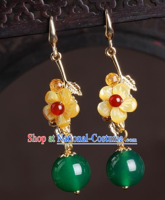 Chinese National Classical Hanfu Yellow Flower Earrings Traditional Jewelry Accessories for Women