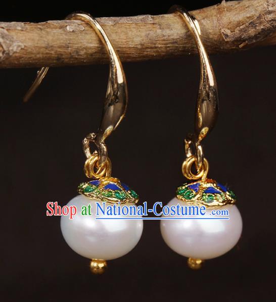 Chinese National Classical Hanfu Pearl Earrings Traditional Jewelry Accessories for Women