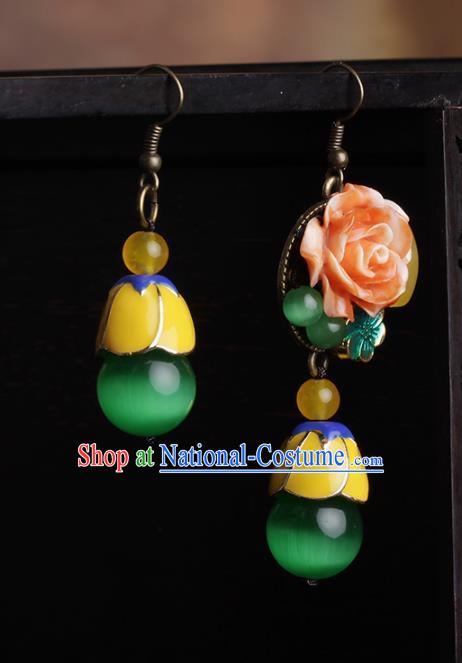 Chinese National Hanfu Classical Irregular Earrings Traditional Ear Jewelry Accessories for Women