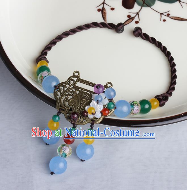 Chinese Traditional Jewelry Accessories National Hanfu Longevity Lock Bracelet for Women