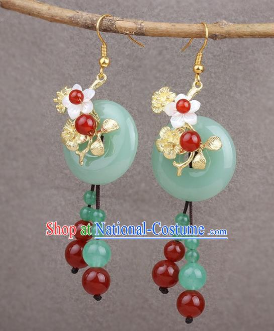 Chinese Yunnan National Classical Jade Earrings Traditional Ear Jewelry Accessories for Women