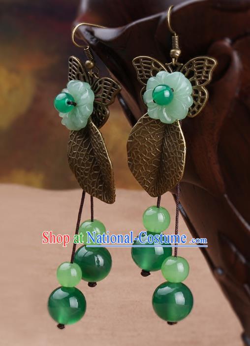 Chinese Yunnan National Classical Earrings Traditional Hanfu Ear Jewelry Accessories for Women