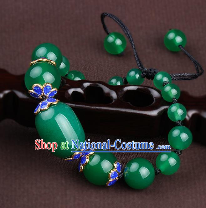 Chinese Traditional Jewelry Accessories National Hanfu Jadeite Beads Bracelet for Women