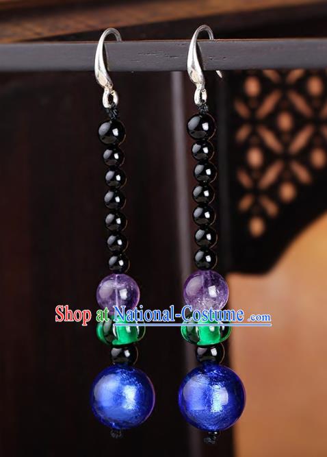 Chinese Yunnan National Classical Beads Earrings Traditional Ear Jewelry Accessories for Women