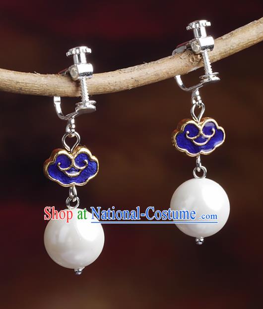 Chinese Yunnan National Cloisonne Earrings Traditional Classical Hanfu Ear Jewelry Accessories for Women