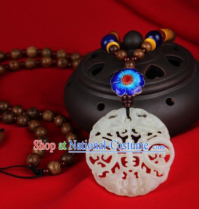 Chinese Yunnan National Jade Necklace Traditional Classical Hanfu Jewelry Accessories for Women