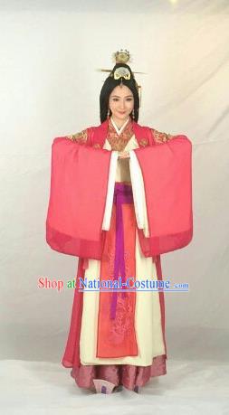 Chinese Traditional Han Dynasty Queen Replica Costumes Ancient Empress Hanfu Dress and Headpiece Complete Set