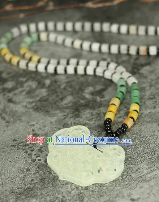 Handmade Chinese Traditional Jade Necklace Traditional Classical Hanfu Necklet Jewelry Accessories for Women