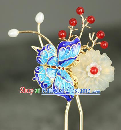 Handmade Chinese Traditional Cloisonne Butterfly Hairpins Traditional Classical Hanfu Hair Accessories for Women