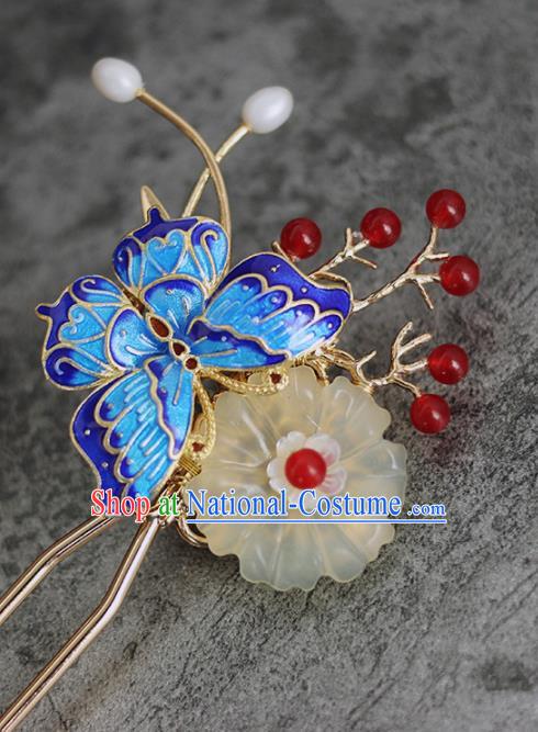 Handmade Chinese Traditional Cloisonne Butterfly Hairpins Traditional Classical Hanfu Hair Accessories for Women