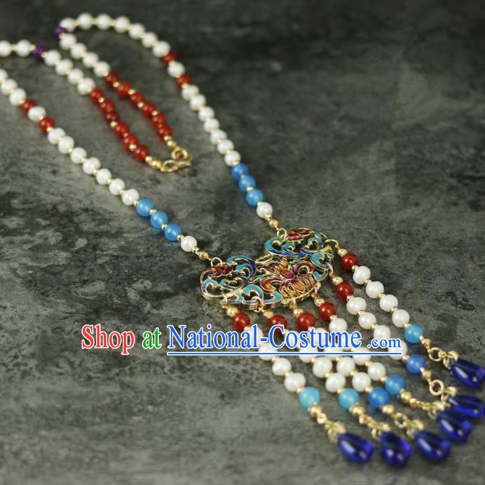 Handmade Chinese Traditional Cloisonne Necklace Traditional Classical Hanfu Necklet Jewelry Accessories for Women