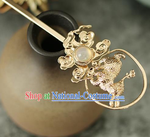 Handmade Chinese Traditional Golden Rabbit Hairpins Traditional Classical Hanfu Hair Accessories for Women