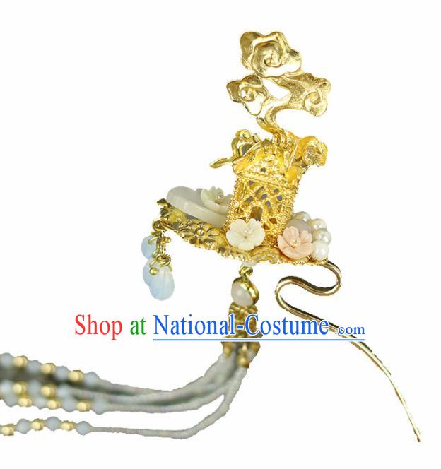 Handmade Chinese Traditional Golden Tassel Hairpins Traditional Classical Hanfu Hair Accessories for Women