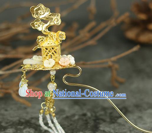 Handmade Chinese Traditional Golden Tassel Hairpins Traditional Classical Hanfu Hair Accessories for Women