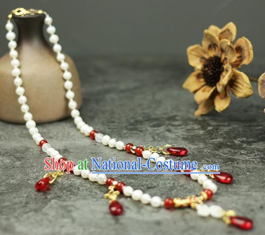 Handmade Chinese Traditional Agate Necklace Traditional Classical Hanfu Necklet Jewelry Accessories for Women