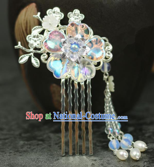 Handmade Chinese Traditional Tassel Flowers Hair Combs Traditional Classical Hanfu Hair Accessories for Women