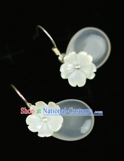 Chinese Handmade Flowers Earrings Traditional Classical Hanfu Ear Jewelry Accessories for Women