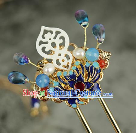 Handmade Chinese Traditional Cloisonne Tassel Hairpins Traditional Classical Hanfu Hair Accessories for Women