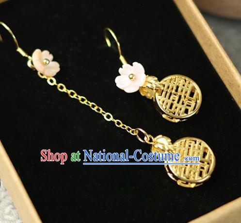 Chinese Handmade Golden Earrings Traditional Classical Hanfu Ear Jewelry Accessories for Women