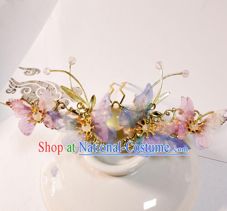 Handmade Chinese Traditional Silk Butterfly Hairpins Ancient Classical Hanfu Hair Accessories for Women