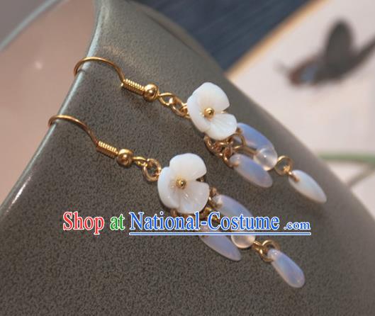 Chinese Ancient Handmade Crystal Tassel Earrings Traditional Classical Hanfu Ear Jewelry Accessories for Women