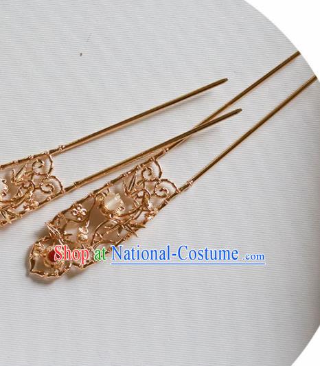 Handmade Chinese Traditional Golden Hairpins Ancient Classical Hanfu Hair Accessories for Women