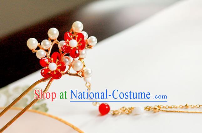 Handmade Chinese Traditional Tassel Step Shake Pearls Hairpins Ancient Classical Hanfu Hair Accessories for Women