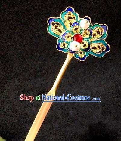 Chinese Ancient Traditional Hanfu Blueing Hairpins Handmade Classical Hair Accessories for Women